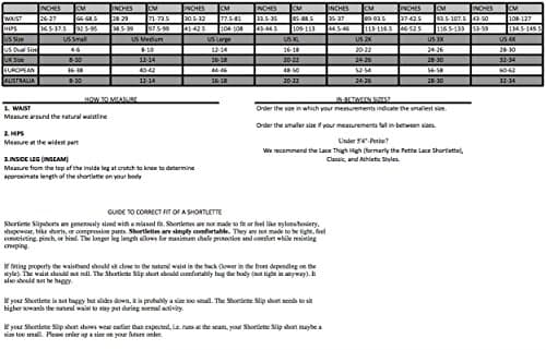 Undersummers Classic Shortlette: Plus Size Anti Thigh Chafing Slip Shorts for Under Dresses(Small to 5X Plus Size)