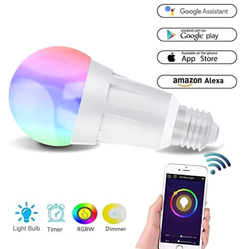 Smart Bulb, Alexa Wifi Led Light Bulb Made From Aluminum Alloy, 7W E27 RGB Dimmable Multicolored Lamp Work with Alexa and Google Home 60W Equivalent, Timing Function, Remote Controlled by IOS/Android Devices, No Hub Required (E27-1pack)