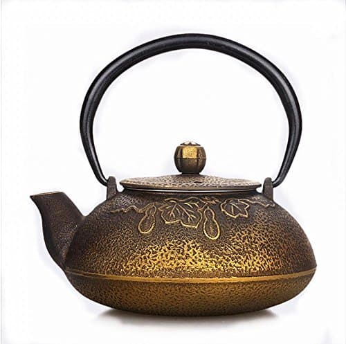 Japanese Cast Iron Teapot Bright Peony Pattern Gold-Free Iron Teapot 0.9L With Filter
