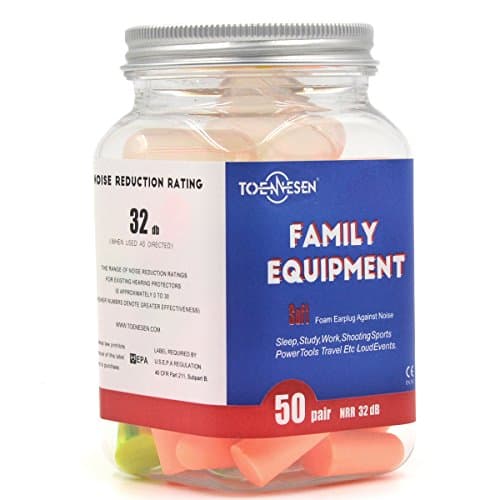 50 x Soft Foam Noise-Reducing In-Ear Ear Plugs, Ear Protection for Sleeping, Sports, Concerts, Snoring, Studying, Noise Reduction Rating: 32 dB
