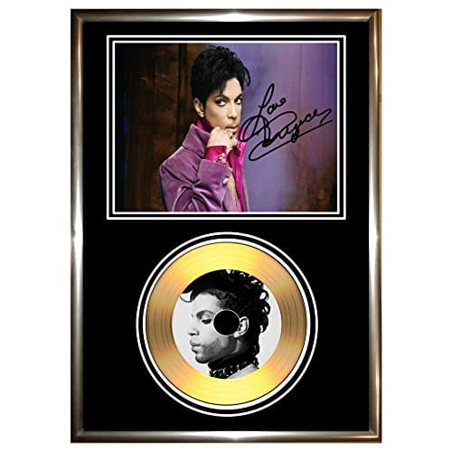 PRINCE - SIGNED FRAMED GOLD VINYL CD DISC & PHOTO DISPLAY