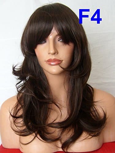 SELECT FROM 157 WIGS (All Prime) Long Medium Curly Straight Wavy Costume Party Halloween Wigs for Women Real Natural Fringe Full Head Ladies Adult Hairpiece Hair Wigs (F4 - Chocolate Brown)