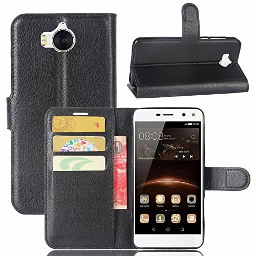 OFU® Huawei Nova Young 5.0" case,PU Leather Wallet Phone Flip Card Slots Kickstand Cover Case Skin for Huawei Nova Young 5.0" phone case,the considerate design of the magnetic part(Black)