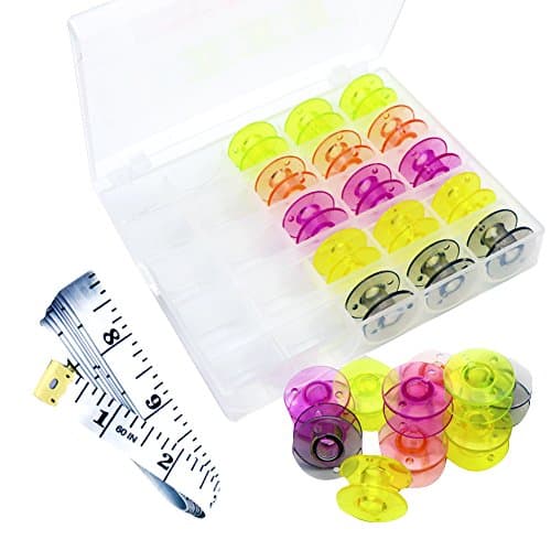 Kebinfen® 25 PCS Durable Empty Multicolour Plastic Bobbins Spool F Sewing Machine With Storage Case