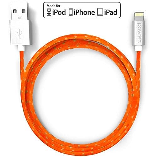 Pawtec [Apple MFi Certified] Premium Lightning Cable 3.3 Feet/1 Meter Nylon Braided for iPhone X / 8 / 8 Plus / 7 / 7 Plus / 6s 6 Plus / 6s 6 / SE / iPad Pro / Air 2 / mini / iPod (Tangerine Orange)