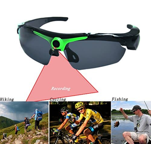 JOYCAM DVR Sunglasses Camera Video Record Polarized UV400 Glasses Full HD 1080P with Wide View Angle for Outdoor Sports Green