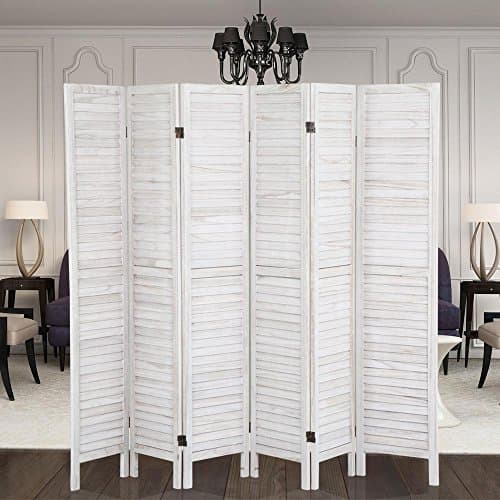 tinkertonk Cream Folding 6 Panel Hand Made Wood Room Divider Privacy Screen