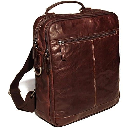 Voyager Leather Convertible Messenger Bag to Backpack, Brown
