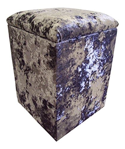Linen Box/Dressing Table Stool in Dream-Grey Crushed Velvet fabric (Small H50xW41xD41cm)
