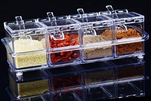 Seasoning Box Set Condiment Spice Jar Crystal 4 Grid Combination Polystyrene Material