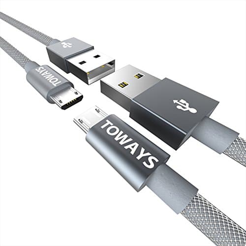 Micro USB Cable Toways (2-Pack 3.3ft/1m) High Speed Micro USB Charger Nylon Braided Ultra Durable Cable for Samsung Galaxy, Sony, Motorola, Android Smartphones, Kindle and More-Gray