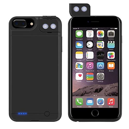 ARTLESS Battery Case, 6000mAh Charging Case Extended Backup Power Bank Case with Fill-in Selfie Light for iPhone 8 Plus, iPhone 7 Plus and iPhone 6 Plus/ 6s Plus (Black)