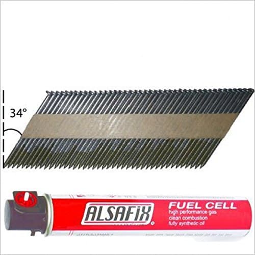Alsafix Pack 34 ° Strip Nails 2,8x75 Smooth Nails 2200 + 2 Gas