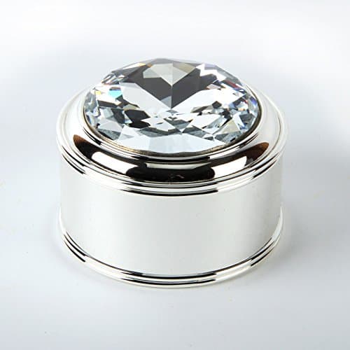 Silver Plated Trinket Box with Crystal Lid 5.5 x 8.0 cm