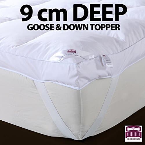 9cm Deep Extra Thick Dickens Mattress Topper Goose and Down Feather Warm (Double (135cm x 190cm))