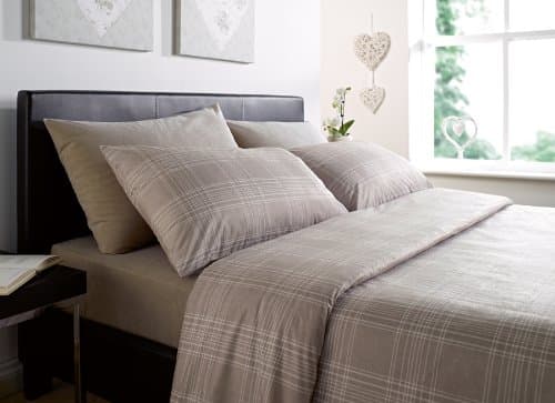 Luxurious Thermal Micro Fleece Double Bed Quilt Cover Set Stripe Linen/Beige Kintyer