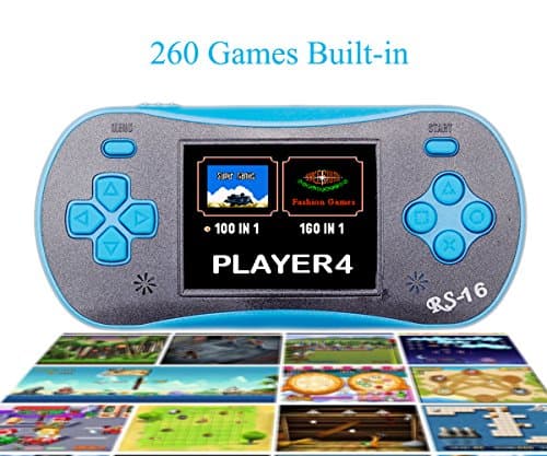 SHANGPIN 2.5" LCD Classic Portable Handheld Game Console with Speaker 260 in 1 Games-Blue