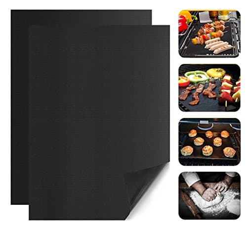 BBQ Grill Mat Non-stick Reusable High Temperature Resistance Grilling Pads FDA Approved, Heavy Duty and Easy to Clean Barbecue Mat - Set of 2