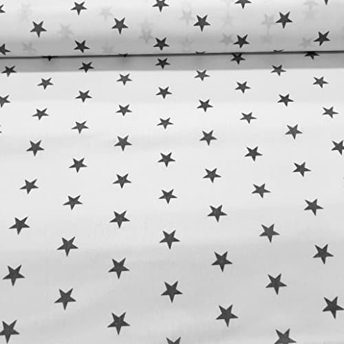 Premium 100% Cotton Fabric, fashionable patterns, width 160cm (63") per 0,5 meter – white grey stars