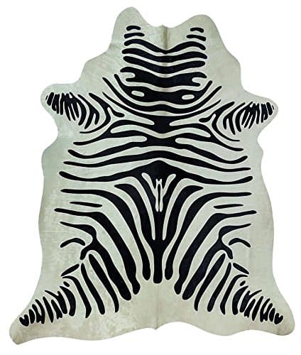 Cowhide Zebra Fur Patch QM Black White Leather ? Strong &amp; Durable ? Carpet or Decoration for the Wall ? Under Chair, Table or Bedside Rug