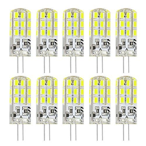 Rayhoo 10pcs G4 Base 24 2835-SMD LEDs Light Lamp 3 Watt DC 12V White Bulb Undimmable Equivalent to 20W T3 Halogen Track Bulb Replacement 360° Beam Angle（Only DC 12V）