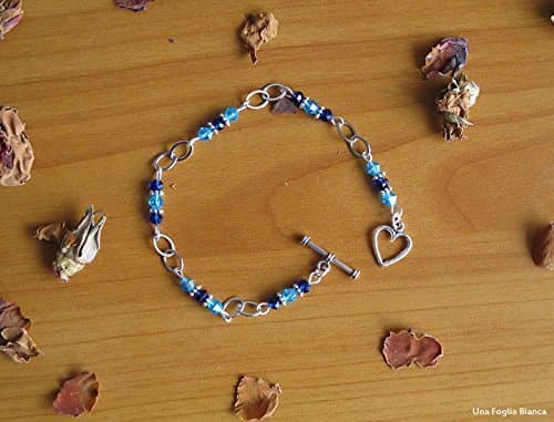 Bracelet silver heart perler beads findings toggle handmade