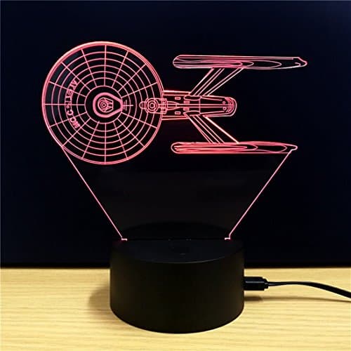 Sweetcreature Star Trek Battleship 3D Optical Illusion Multi-colored Change Touch Botton Desk Lamp Table Light Home Decor for Kid's Birthday Christmas Gift