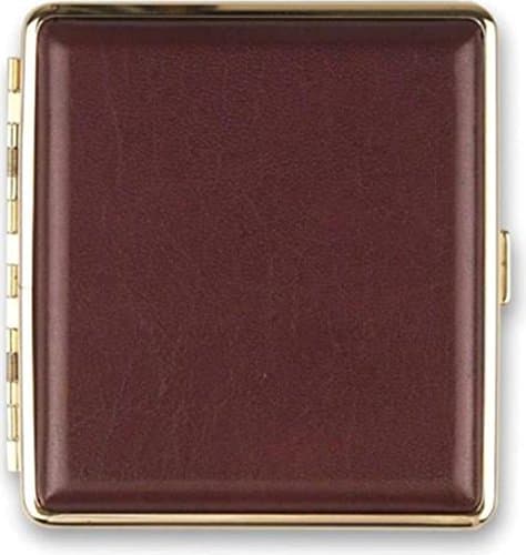 Zigarettenetui PearlLeather Dark Red/Double-Sided/Iron/Frame Gold 20 Kingsize Cigarette Case