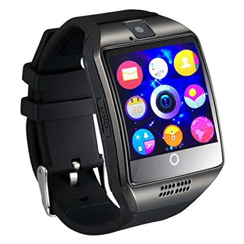 Smart Watch With Camera Touch Screen,OURSPOP Bluetooth SmartWatch Unlocked Watch Cell Phone -1.54inch Touch Screen GSM 2G SIM Card Sleep Monitor Remote Sync for Android (Q1 Black)