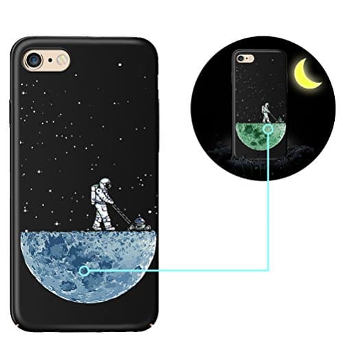 iPhne 7 Plus case,iPhone 8 Plus cover,Bestsky Luminous Green Night Glow In The Dark Hard PC Rubber Bumper Creative Colorful Pattern Printed Design Anti-scratch Anti-Shock Protective Back Case Cover for iPhone 7 Plus/iPhone 8 Plus[Spaceman]