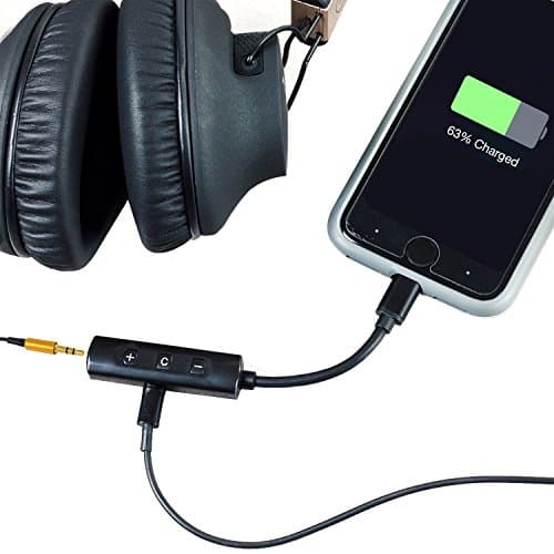 Lightning Charge + Headphone Adapter / Splitter - NKT MFi [Made For iPhone] Lightning 2 in 1 Charger and Audio 3.5mm Aux Adapter Cable Splitter - With Controls - For Lightning Compatible iPads &amp; iPhone X / 8 / 8 Plus / 7 Plus / 7]