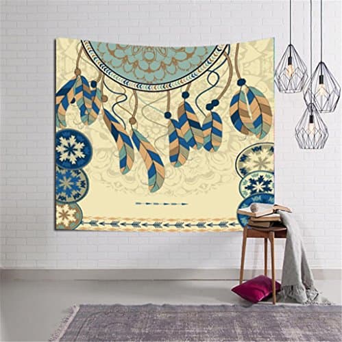 Great For Wall Hanging Feather series printing home tapestry wall mount beach towel beach seat blanket bohemian mandala wind , D , 150*203cm