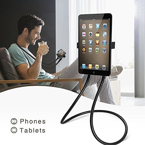 MeeQee Cell Phone Holder, Universal Tablet Holder iPad Stand Phone Holder, Lazy Neck Bracket, 360° Rotating Gooseneck Mounts with Multiple Function