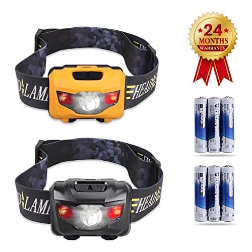 STCT CREE LED Headlamps 2-Packs, Red Lights and High elastic Headband, Suitable for Running, Camping, Backpacking, Jogging, Fishing, Hunting, Climbing, Walking and DIY Work (6 AAA Batteries Included)