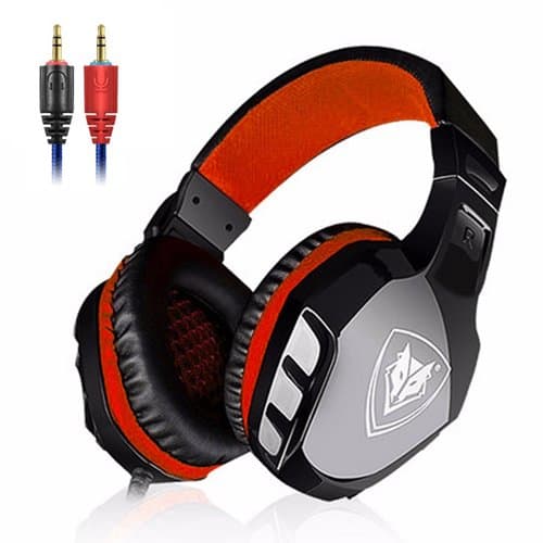 Wired Headset, MMHDZ N3000 Gaming Headset Game Headphone with Microphone Revolution Volume Control Noise Reduction LED Light for Windows Android Mac (Black+Red)