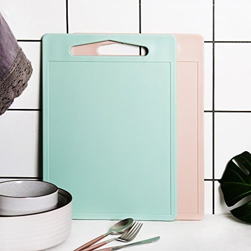 Plastic Cutting Board - BPA-Free Chopping Board Plastic Cutting Board Set with Non-Slip Feet and Deep Drip Juice Groove -Dishwasher Safe By BANFANG (green)