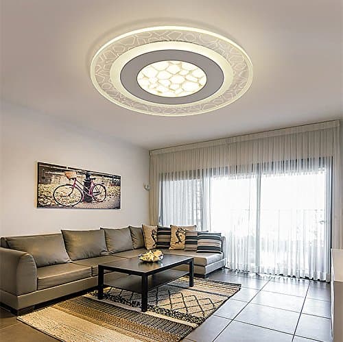 Cttsb Personalized fashion creative modern minimalist ceiling light Water cube master bedroom round led water cube master bedroom warm living room study, 42CM-38W, white