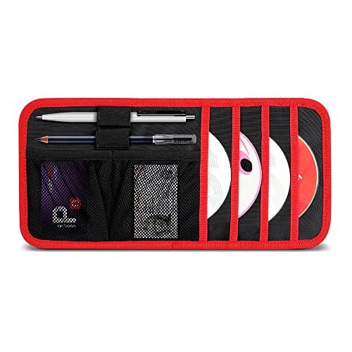 Aomaso Car Visor Organizer Card Storage and Electronic Accessory Holder Nylon Quadruple layer,Sun Shade 6-Pocket CD Disk Storage Holder