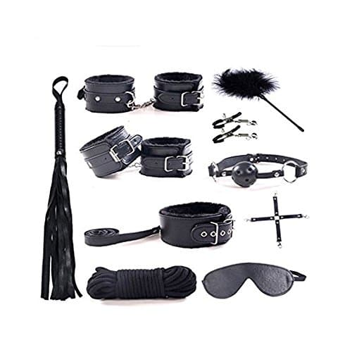 FanAnH-10 piece Plush Leather toy bundle kit for bed black