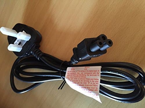 2 METER C5 Cloverleaf Power Cord / Mains Cable Lead / 3 prong UK Type Plug for Laptop Adapter / Charger Acer Dell HP Compaq Sony Toshiba Vaio Delta samsung Asus Advent Laptops by shizalta(TM)