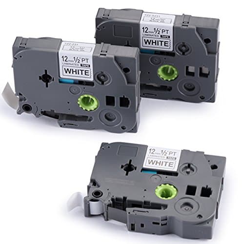 3 Roll Compatible Wite Borther TZe-231S 12mm Strong Adhesive Label Tape Cassette for P-Touch PT-1000 PT-1080 PTE-550WVP Label Printer Black on White