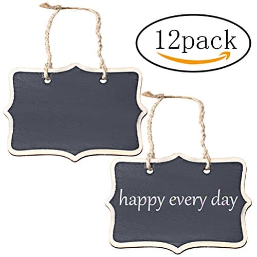 ofoen Mini Rectangle Chalkboards, 12 Pieces Double Sided Blackboard Message Board Signs Black