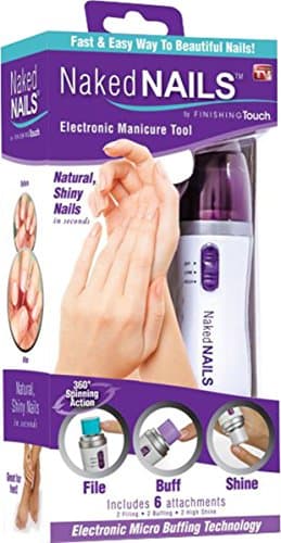 Naked Nails Electronic Manicure File Buff Shine Tool 360 Spining Action