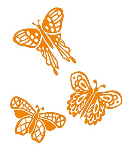 Metal Monkey Stickers 3 Lace Pattern Butterfly Stained Glass Window Sticker 10cm Orange