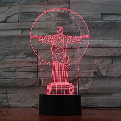 New 3D Jesus Night Light Illusion Lamp 7 Color Change LED Touch USB Table Gift Kids Toys Decor Decorations Christmas Valentines Gift