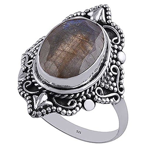 Lyra Sterling silver and Labradorite Statement Ring Size UK M
