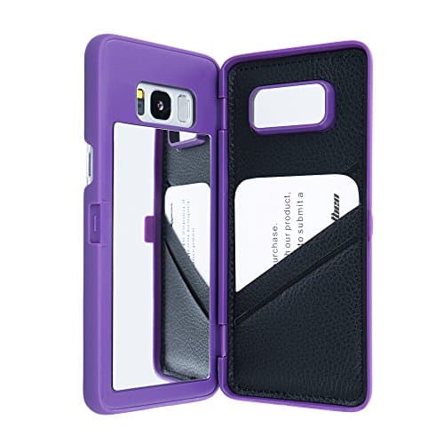 Galaxy S8 Case,Dassions Hidden Back Mirror Wallet Case with Stand Feature and Card Holder for Samsung Galaxy S8 (For Samsung Galaxy S8, Purple)