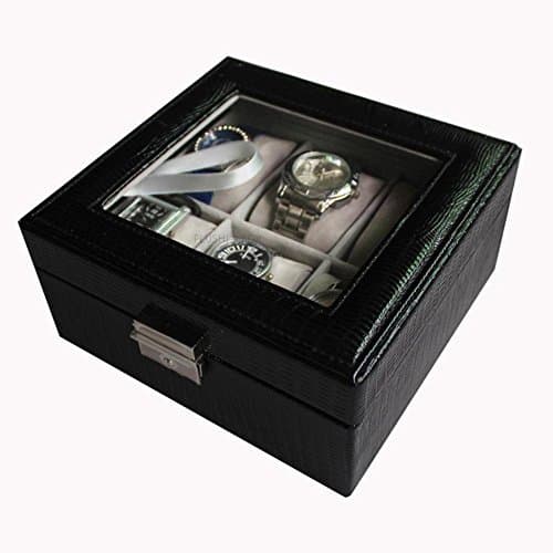 Real leather/ leather watch box/ display/ locking storage box/ birthday gifts-B