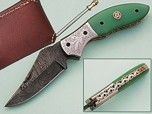 HANDMADE 18CM AWESOME FOLDING POCKET KNIFE MADE WITH REAL DAMASCUS STEEL WITH G10 MATERIAL HANDLE AND ENGRAVED BOLSTERS:(BDM-69) (LEGAL TO CARRY)