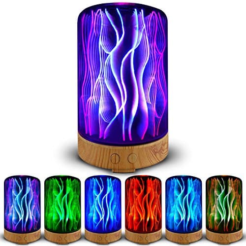 ChosenTech 3D Aroma Diffuser, 100ml Aromatherapy Essential Oil Humidifier, Ultrasonic Cool Mist Air Humidifier with 7-Color LED Light Change, Auto Timer &amp; Auto Waterless Off for Gifts, Girl Friend, Wife, Easter, Mothers Day, Home, Bedroom, Yoga, Spa and Office